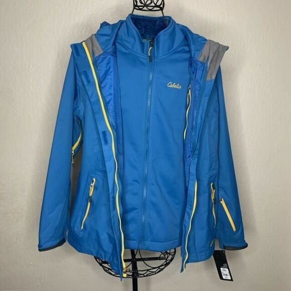 Cabelas Neptune Blue Grand Teton 3 in 1 Hooded Parka Coat Women’s Sz L MSRP $249 - Picture 1 of 8